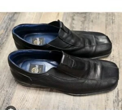Zapatos de vestir sin cordones Bacco Bucci para hombre 12M de cuero negro hechos en Italia mocasines Foto 1 de 4
