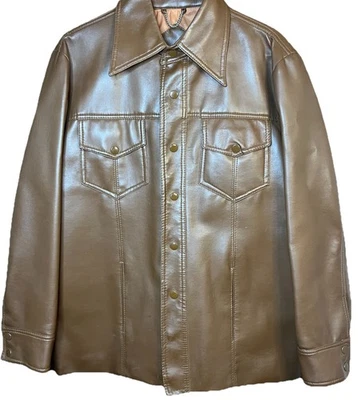 Chaqueta Kentfield De Colección Años 60 70 Imitación Cuero Trench Disco Fight Club Talla Grande Marrón Foto 1 de 4