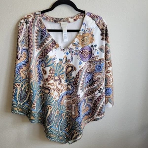 Chico's Poncho Paisley gemustert bunt Wildlederimitat sehr weich Gr. S/M - Bild 1 von 7