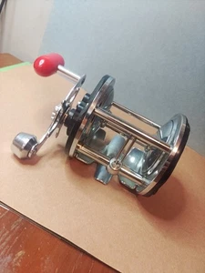 Vintage FJORD 110 Round Fishing Reel. Clean, Works, Red Handle. No LIne. - Picture 1 of 9
