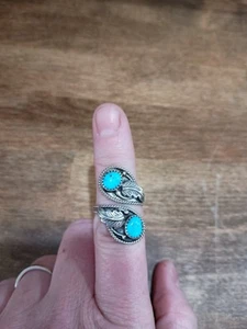 Vintage Damen Indianer Sterlingsilber Türkis Ring signiert JJ Größe 6 - Bild 1 von 5