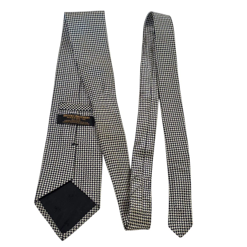 Corbata Brooks Brothers para hombre negra blanca XL seda hecha a mano bordada en EE. UU. Foto 1 de 4
