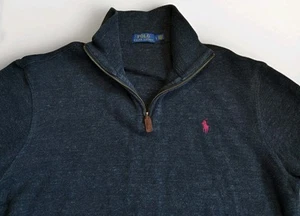 Polo Ralph Lauren Heather Gray 1/4 Quarter Zip Pullover Sweatshirt Men Size L - Picture 1 of 8