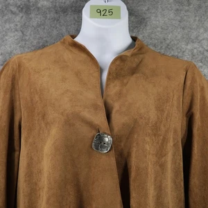 Chaqueta IC by Connie K para mujer 2X marrón imitación gamuza asimétrica botón único EE. UU. - Imagen 1 de 6