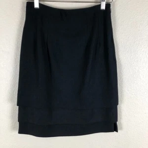 Evan Picone Skirt Women 4 Black Wool Layered Tiered A Line Midi Classic Timeless - Picture 1 of 15