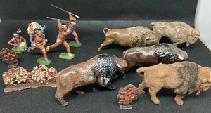 Indian Braves Hunting Bison By Timpo And Others (Blue 6) - Picture 1 of 23