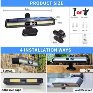 Clip On Solar Motion Lights Outdoor Garden Waterproof Fence Garage Security Lamp - Picture 1 of 7