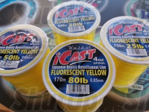 Koike iCast Fluorescent Yellow Quality Fishing Line 20lb to 80lb Sizes - Picture 1 of 7
