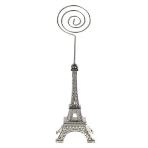 Portatarjetas de mesa Torre Eiffel de metal, 4 pulgadas, remolino - Imagen 1 de 4