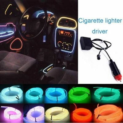 Neon LED Light Glow EL Wire String Strip Rope Tube Decor Car Party + Controller - Image 1 of 4