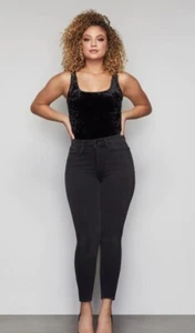 Good American Größe 24 Plus Good Legs Extreme V Denim Skinny Jeans NEU Neu mit Etikett schwarz - Bild 1 von 11