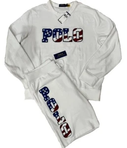 POLO RALPH LAUREN AMERICA USA FLAG SPELLOUT/SWEATSHIRT & SHORTS MEN SIZE Lš„š„ - Picture 1 of 6