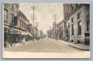 HAMPTON VA EAST QUEEN STREET ANTIKE POSTKARTE  - Bild 1 von 2