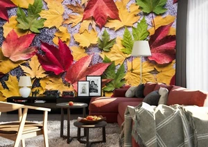3D Autumn Leaf S1377 Wallpaper Mural Self-adhesive Removable Sticker Kids Pa - Picture 1 of 11
