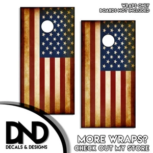 Calcomanía rústica BANDERA AMERICANA Tablero Cornhole Envolturas Vinilo Pegatina ANTIGUA EE. UU. Juego de 2 - Imagen 1 de 2