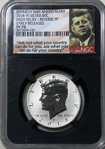 2014 W Reverse Proof High Relief Silver Kennedy Half NGC PF70 Rev Proof ER