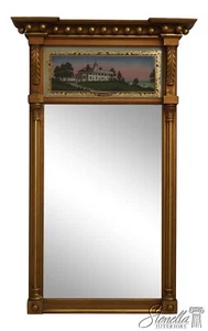 68128: Vintage Federal Style Mt Vernon Eglomise Panel Gold Mirror - Picture 1 of 9
