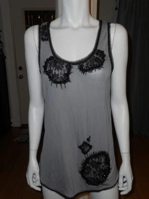 Camiseta sin mangas DVF Diane Von Furstenberg KAMA adornada con cuentas de encaje $198 Foto 1 de 4