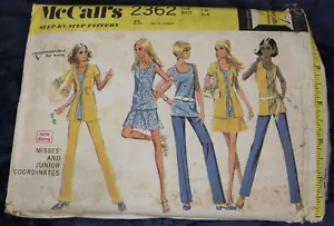 Pantalones/blusa/chaqueta McCalls 2362 vintage 1970 patrón talla 12 busto 34 - Imagen 1 de 2
