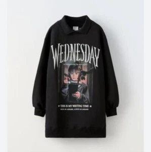 ZARA | WEDNESDAY polo Dress Sweatshirt Black Girls Sz 9 10 - Picture 1 of 4