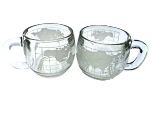 2 Stück - Vintage 70er Jahre Nestle Klarglas Kugel Welttasse Becher Kaffee Tee - Bild 1 von 8