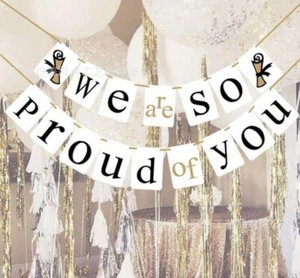 Graduation Banner Decorations We Are So Proud Of You Bunting Backdrop Props Gift - Picture 1 of 1
