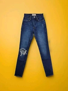 Pantalones de mezclilla Free People We The Free tiro alto ajustados talla 24 desgastados botón mosca - Imagen 1 de 22