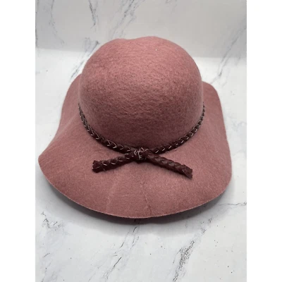 Sombrero de borde ancho de lana American Girl rosa polvoriento banda trenzada niñas XS/S Tenney Grant Foto 1 de 3