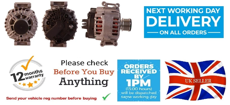 Alternator For Mercedes Benz C180 C200 E200 E250 Sprinter 316 Van -New - Изображение 1 из 4
