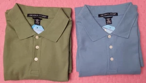 Devon & Jones 100% Pima Cotton Polo Shirts Mens 2XL Blue Green Long Sleeve READ - Picture 1 of 20