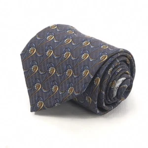 VALENTINO Men's Tie Blue Geometric 100% Silk Classic Made in Italy - Picture 1 of 4