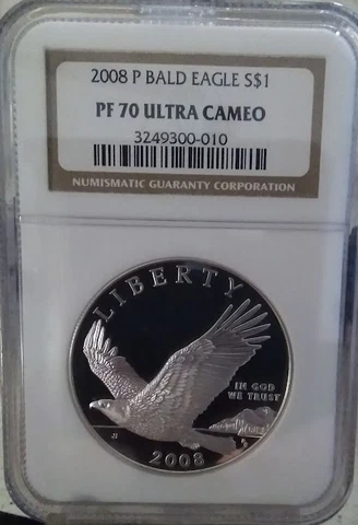 2008-P $1 BALD EAGLE COMMEMORATIVE SILVER DOLLAR NGC PF 70 UC RARE R2 TOP POP Cover