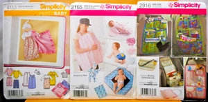 3 Simplicity Baby Patterns 2165-2916-4153 Blankets Layette Auto Organizer + FF - Picture 1 of 6