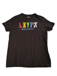 Levi T Shirt Men Small Black Multicoloured Logo Spell Out - Picture 1 of 6