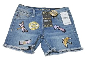 Vigoss The Malibu Mid-Shorts Girls 6 Stretch Denim Cut Offs Ancient Sequins Blue - Picture 1 of 8
