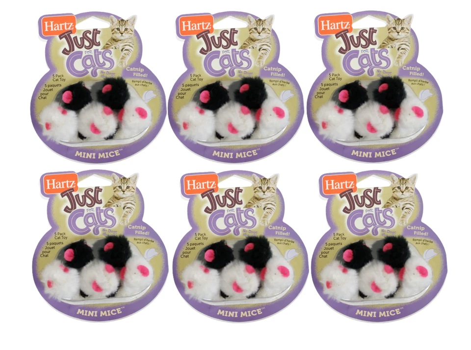 Hartz Just for Cats Mini Mice Cat Toy 5 Count Set of 6 - Image 1 of 4