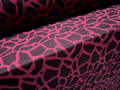 Power Mesh Net Stretch Spandex Fabric, Per Metre - Giraffe Print - Fuchsia - Image 1 of 3