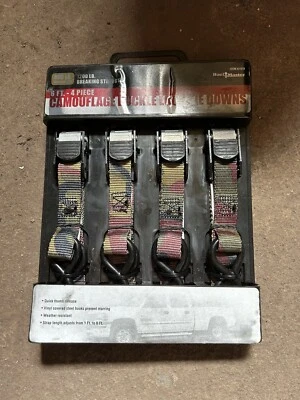 Haul Master 4 piece 6 ft each camouflage buckle lock tie downs.  400 Pound . - Image 1 of 2