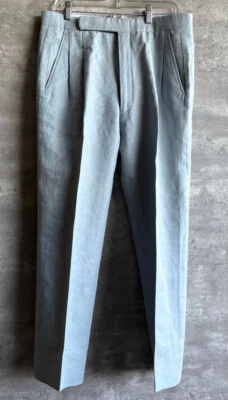 Vintage 1950s Biagio Passaro Blue Wool & Silk Pleated Suit Pants Size 32 x 27 - Image 1 of 4