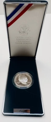 1990 US Mint Eisenhower Centennial 90% SILVER Dollar Proof Coin, Free Shipping - Image 1 of 4