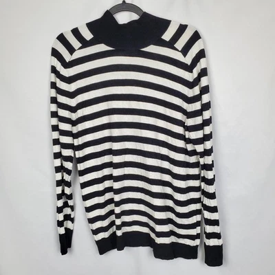 Apt. Suéter túnica cuello falso 9 para mujer negro blanco a rayas talla XL Foto 1 de 4