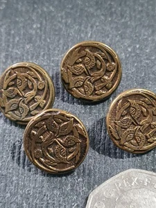 Vintage Antique Metal Shank Buttons Flowers Leaves - Picture 1 of 3