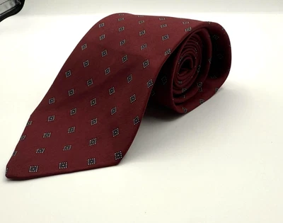 Corbata Brooks Brothers Para Hombre Borgoña Toda Seda Geométrica Diamante Hecha a Mano EE. UU. Foto 1 de 3