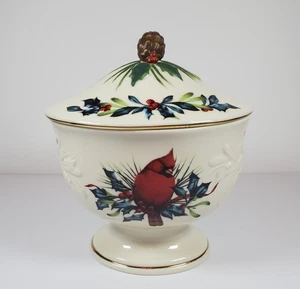 Lenox Weihnachten Wintergrüße bedeckt Bonboniere mit Fuß Kardinal geprägt - Bild 1 von 10
