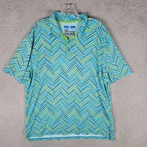 IBKUL Polo Shirt Mens XL Multi Geometric Wicking Golf Performance Short Sleeve - Picture 1 of 9
