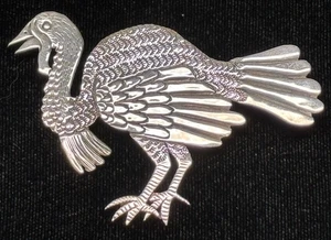 Vintage Clarence Lee Russell Lee Sterling Silver Turkey Navajo Ladies Brooch Pin - Picture 1 of 5