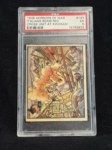 1938 GUM INC HORROR OF WAR R69 CARD #143 ITALIANS BOMB RED CROSS UNIT PSA 5 EX - Picture 1 of 2