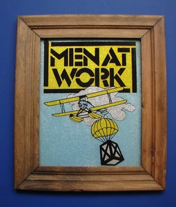 RARE MEN AT WORK 1983 Carnival Prize Mirror Wood Frame Foil Back Glass Colin Hay - Picture 1 of 10
