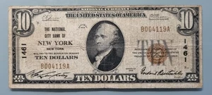 1929 Ten Dollar Bill $10 National Currency Note - New York NY #96252 - Picture 1 of 2