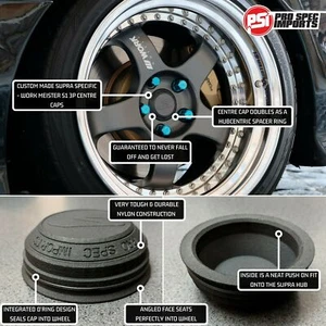 Work Meister S1 3P Centre caps Hubcentric Ring Supra Mk4 JZA80 Logo 60.1mm! - Picture 1 of 12